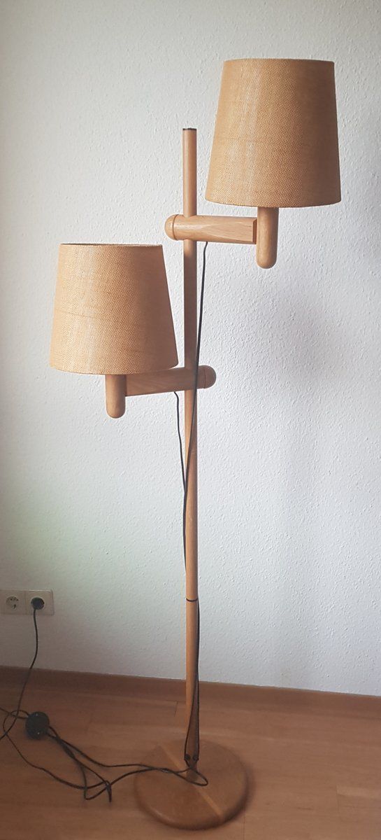Floor Lamp Made Of Wood With 2 Shades From Temde