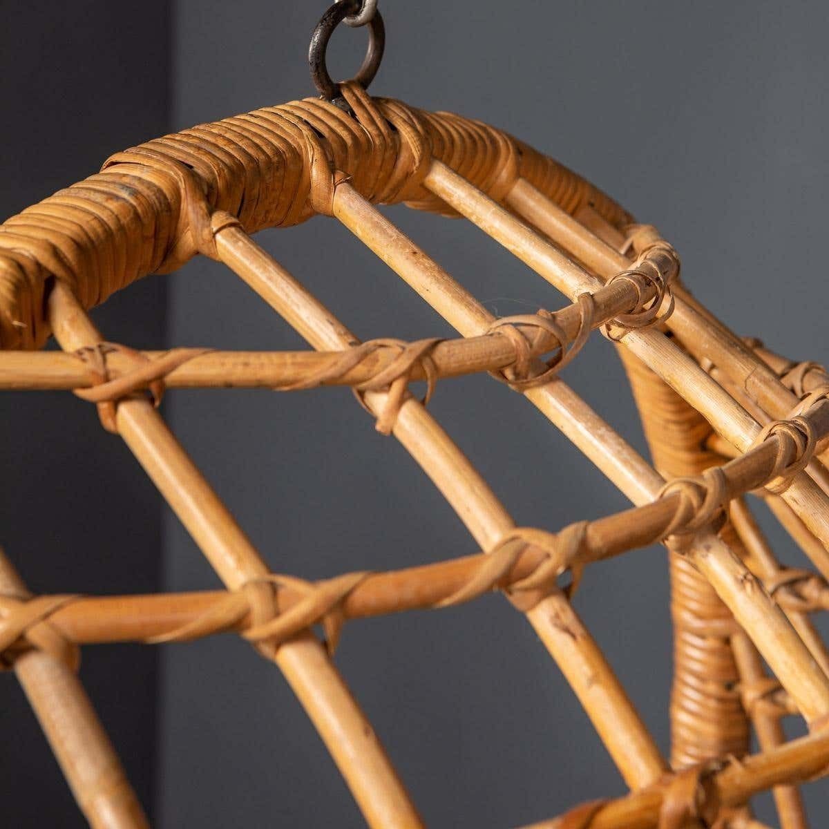 20th Century Hanging Wicker Woven Chair On Steel Frame, 1970s photo vintage
