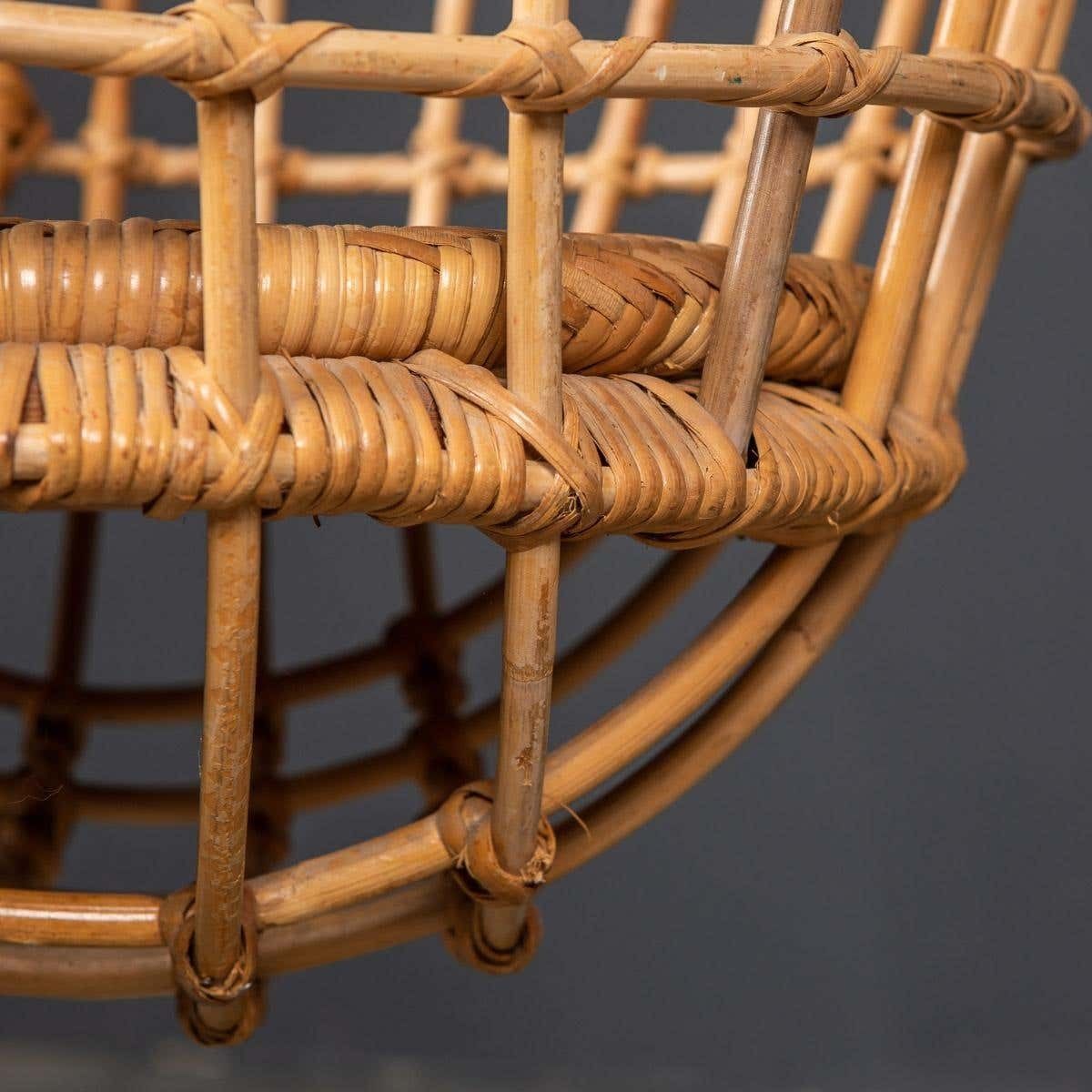 3236.0 20th Century Hanging Wicker Woven Chair On Steel Frame, 1970s photo
