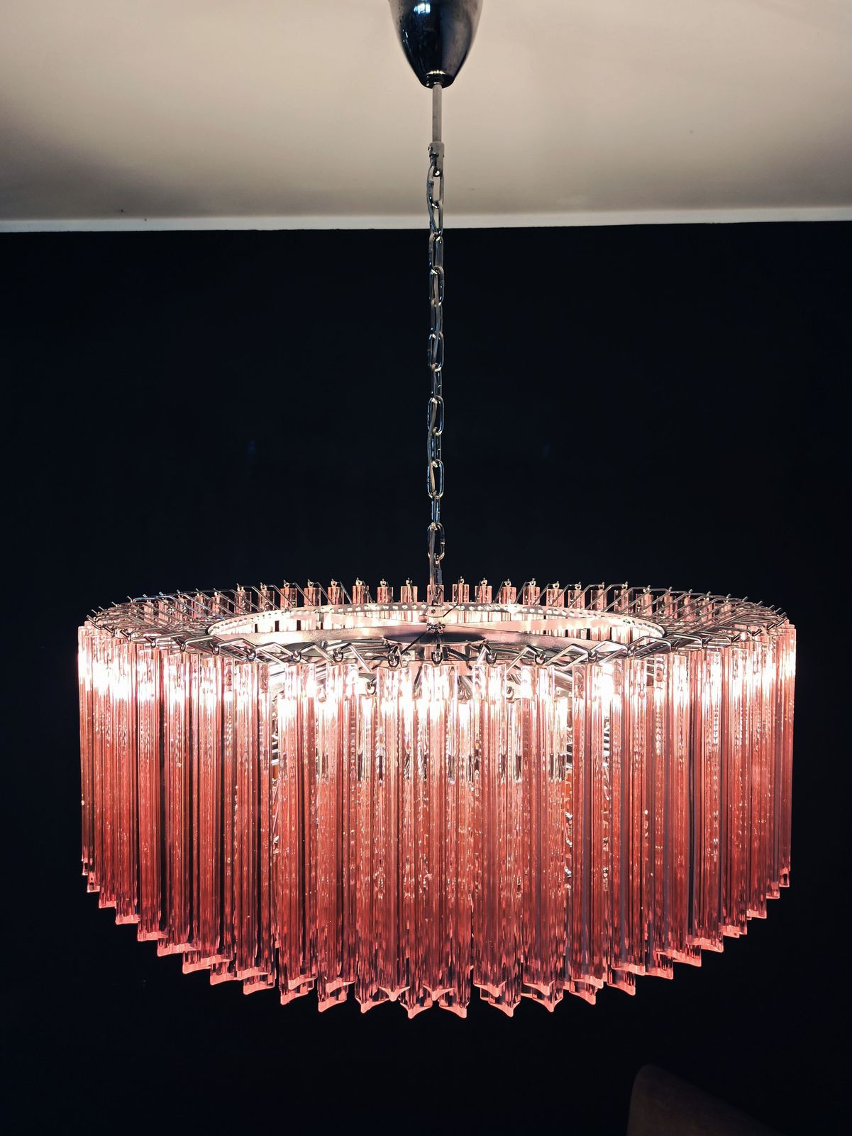 photo furniture Large Triedri Murano Glass Chandelier 391 Pink Prims Triedri