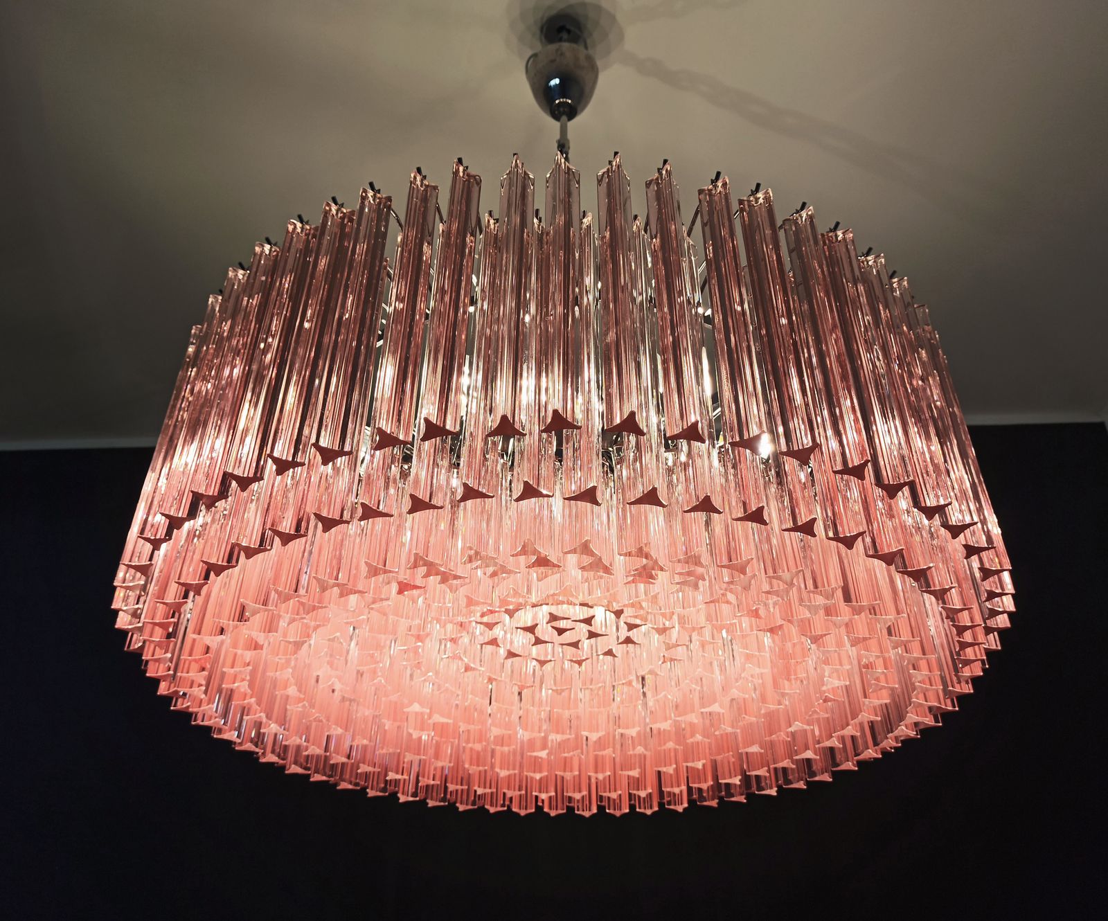 photo vinterior Large Triedri Murano Glass Chandelier 391 Pink Prims Triedri