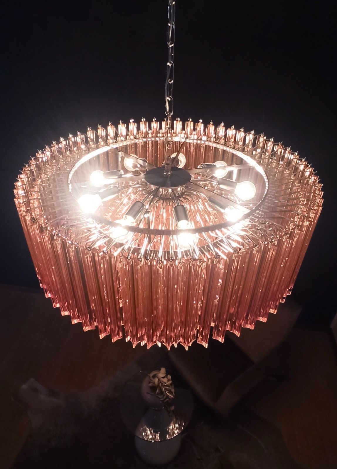 photo buy Large Triedri Murano Glass Chandelier 391 Pink Prims Triedri