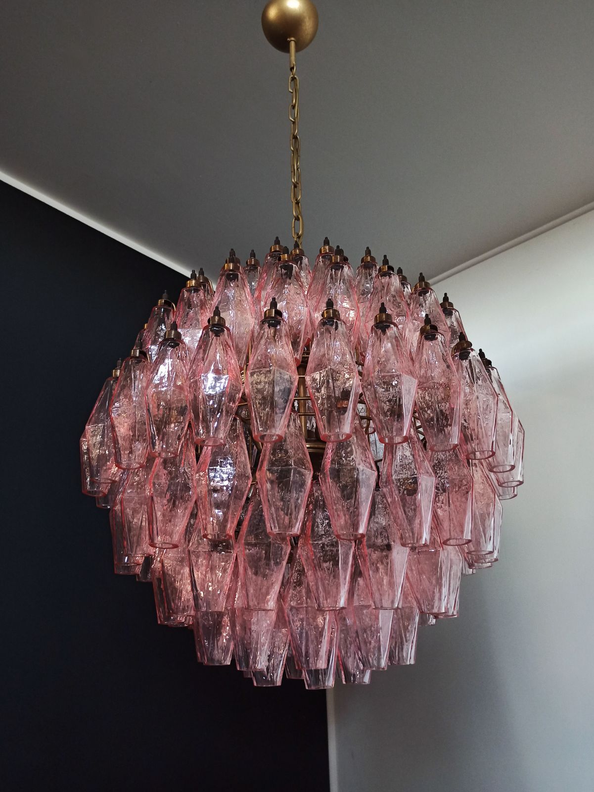 Amazing Spherical Murano Poliedri Candelier 140 Pink Poliedri photo Lighting