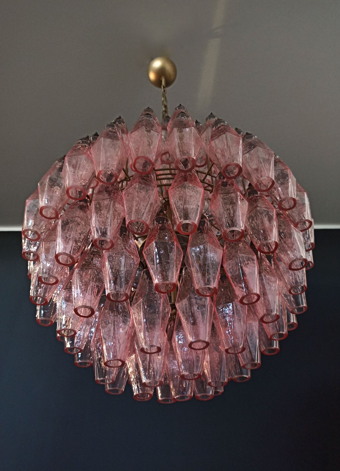 2600.0 Amazing Spherical Murano Poliedri Candelier 140 Pink Poliedri photo
