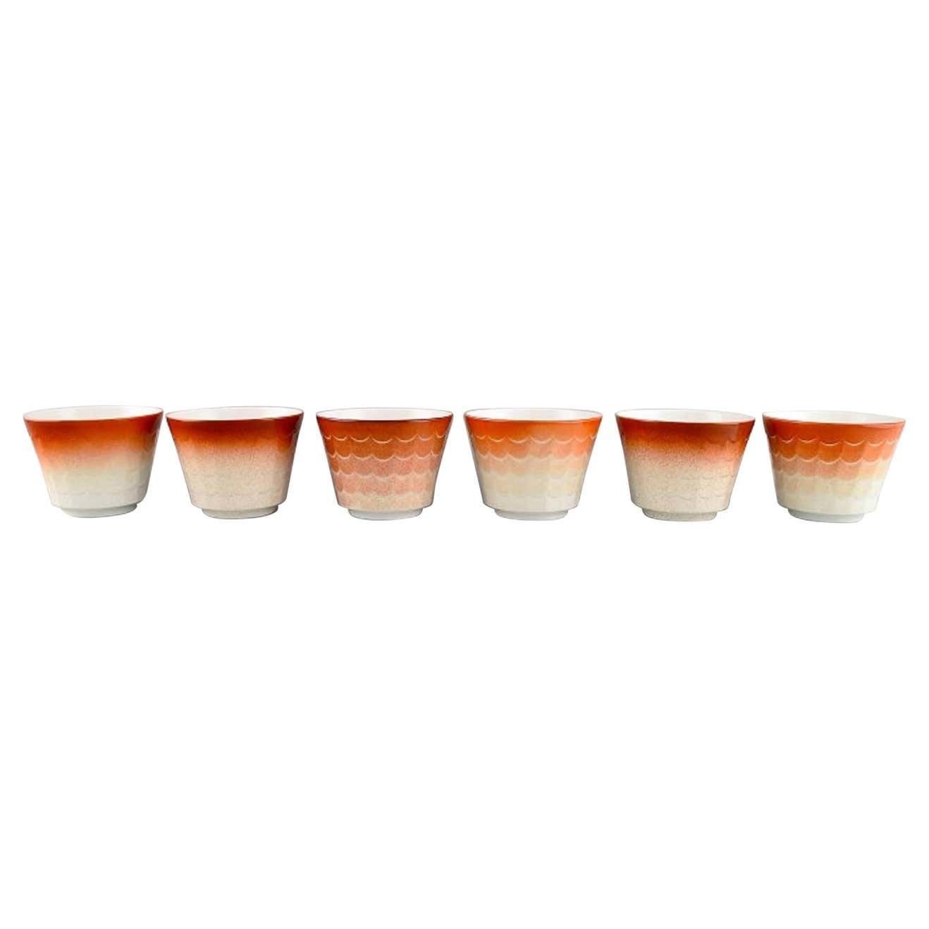 Wilhelm Kåge For Gustavsberg, Six Flower Pot Covers In Porcelain, 1960s photo furniture