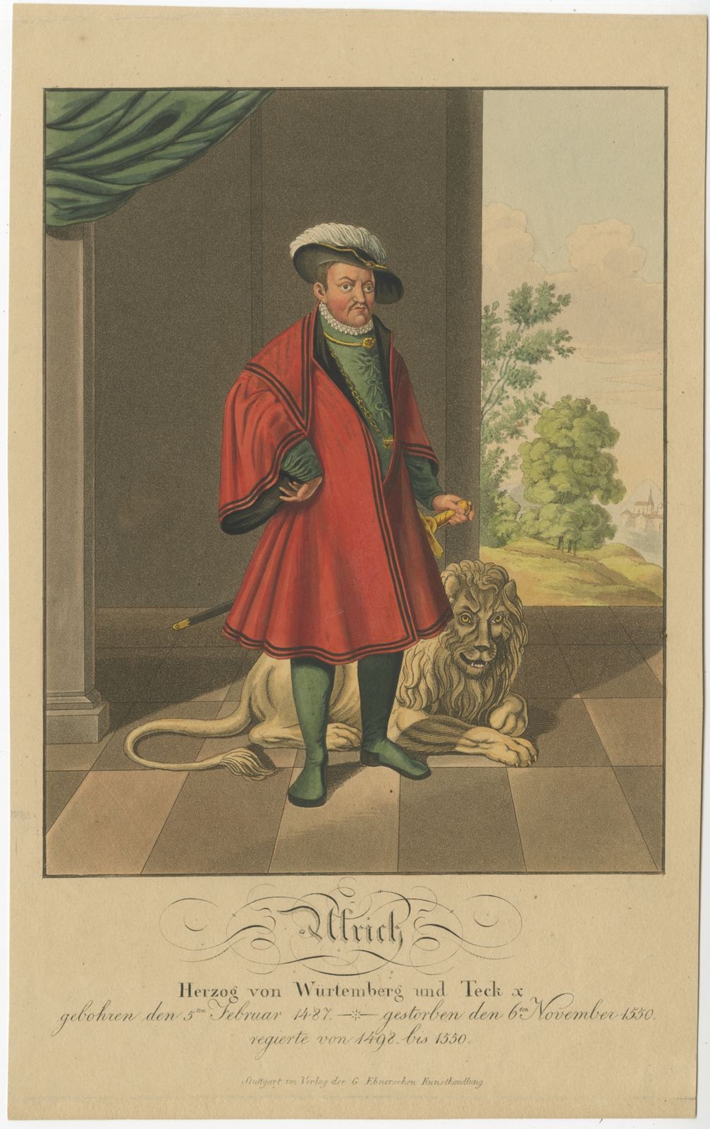 Antique Print Of Ulrich Von Württemberg By Pfaff (1821)