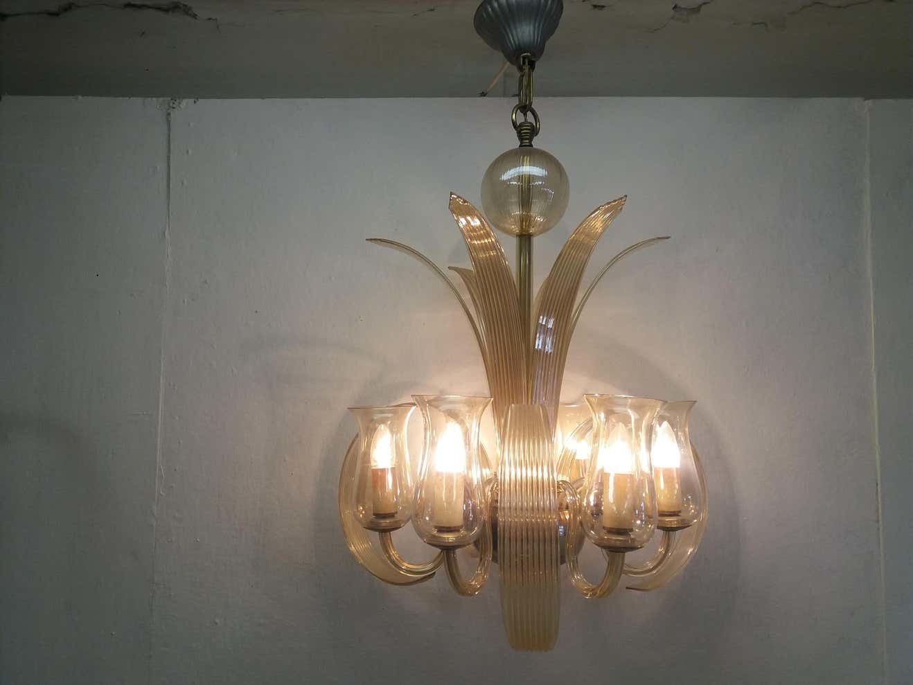 Art Deco All Glass Chandelier, 1930s photo furniture