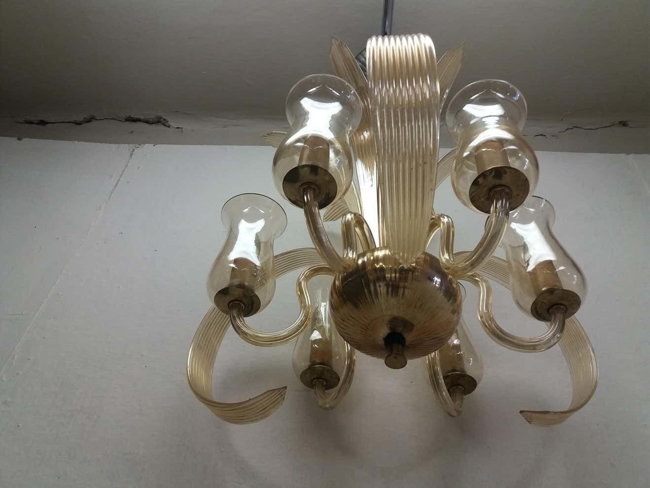 Art Deco All Glass Chandelier, 1930s photo buy