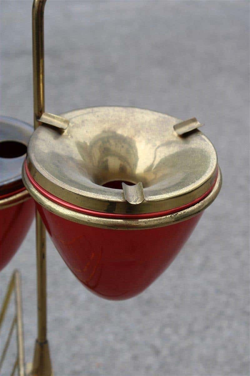 Minimal Geometric Magazine Holder Ashtray Brass Italian Mid Century Design Red photo buy