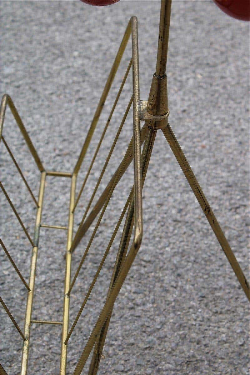 photo furniture Minimal Geometric Magazine Holder Ashtray Brass Italian Mid Century Design Red