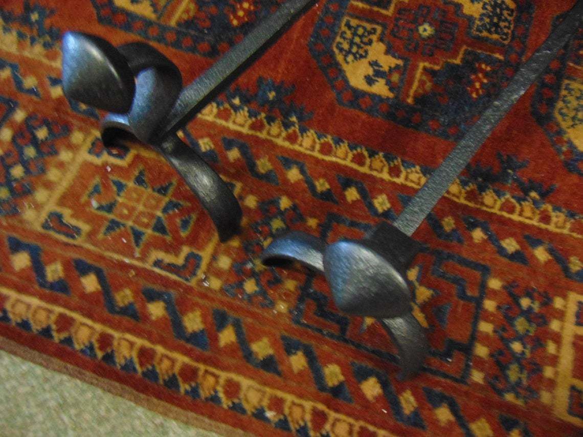 Pair Wrought Iron Andirons / Fire Dogs photo vintage