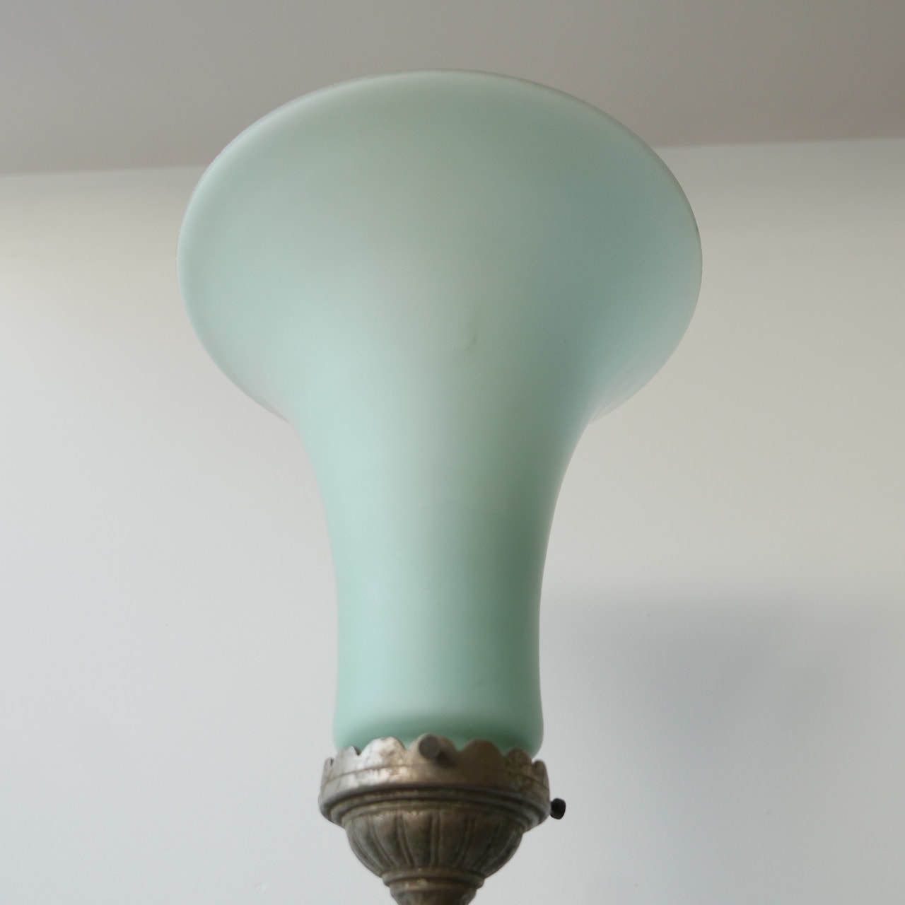 photo furniture Antique Dutch Uplighter Glass Shade Floor Lamps (2)