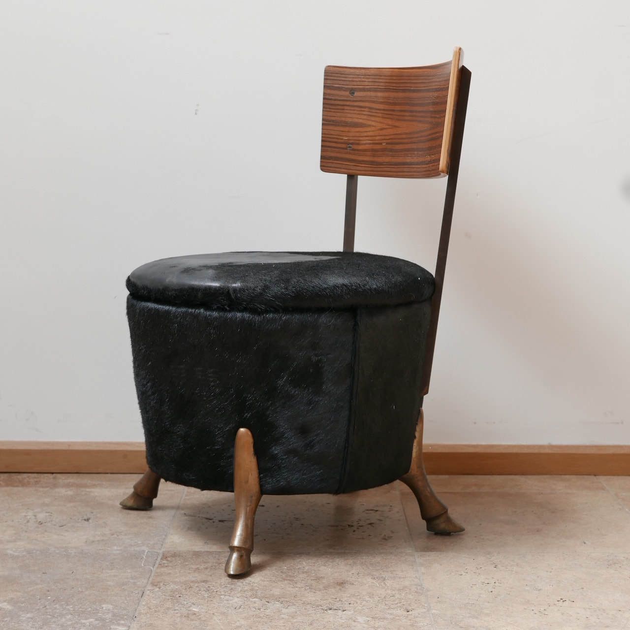 English Single Unusual Mid Century Bronze Horse Leg Occasional Chair photo for sale