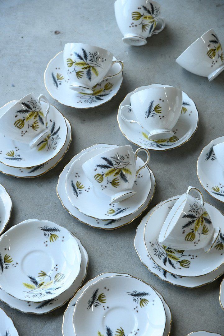 Colclough China Cups Saucers Plates Tea Set 12 Setting photo for sale