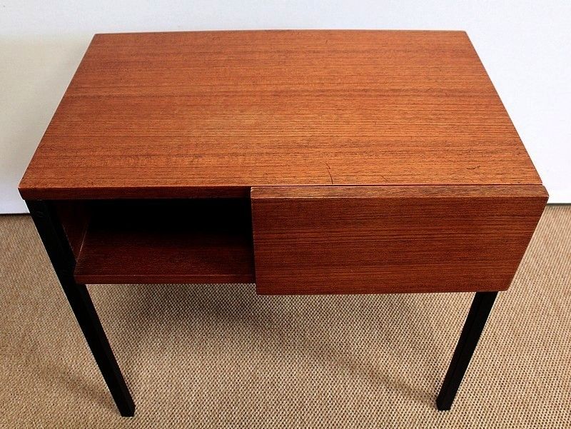 photo for sale Pair Of Teak Bedside Tables Or Ends Of Sofa, Minvielle Taste, 1960s