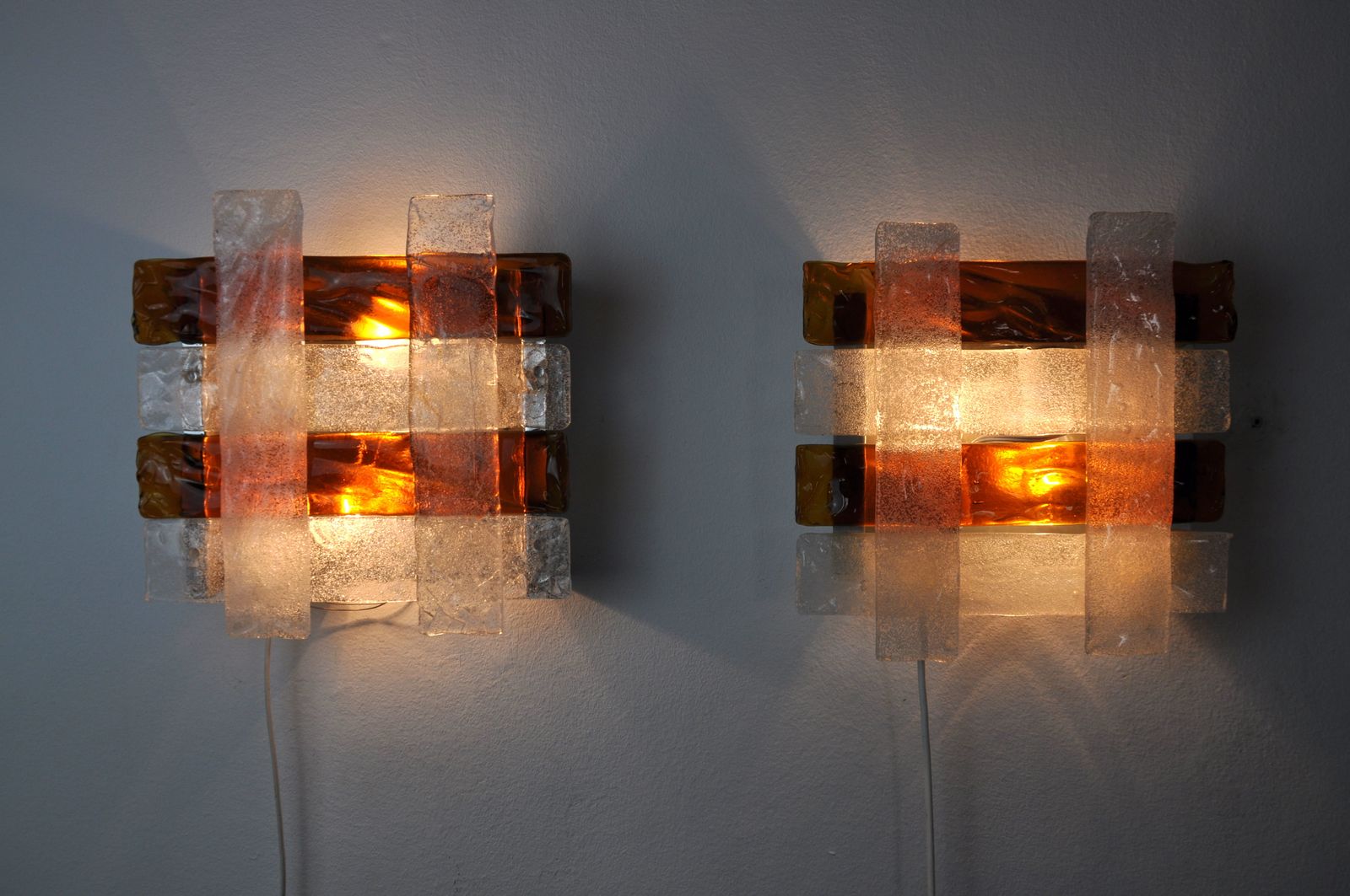 Pair Of Poliarte Wall Lights By Albano Poli 1970 Murano Italy photo for sale