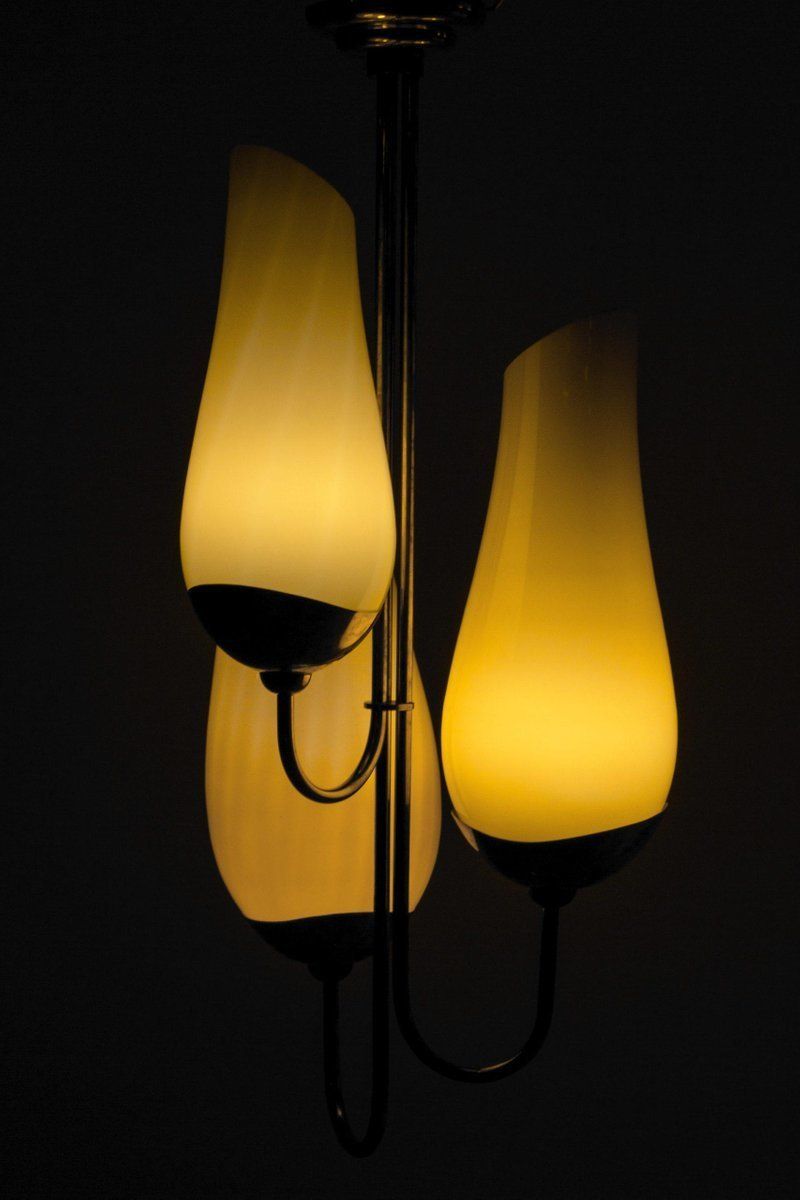 Brass And Glass Chandelier By Gunnel Nyman & Paavo Tynell photo for sale