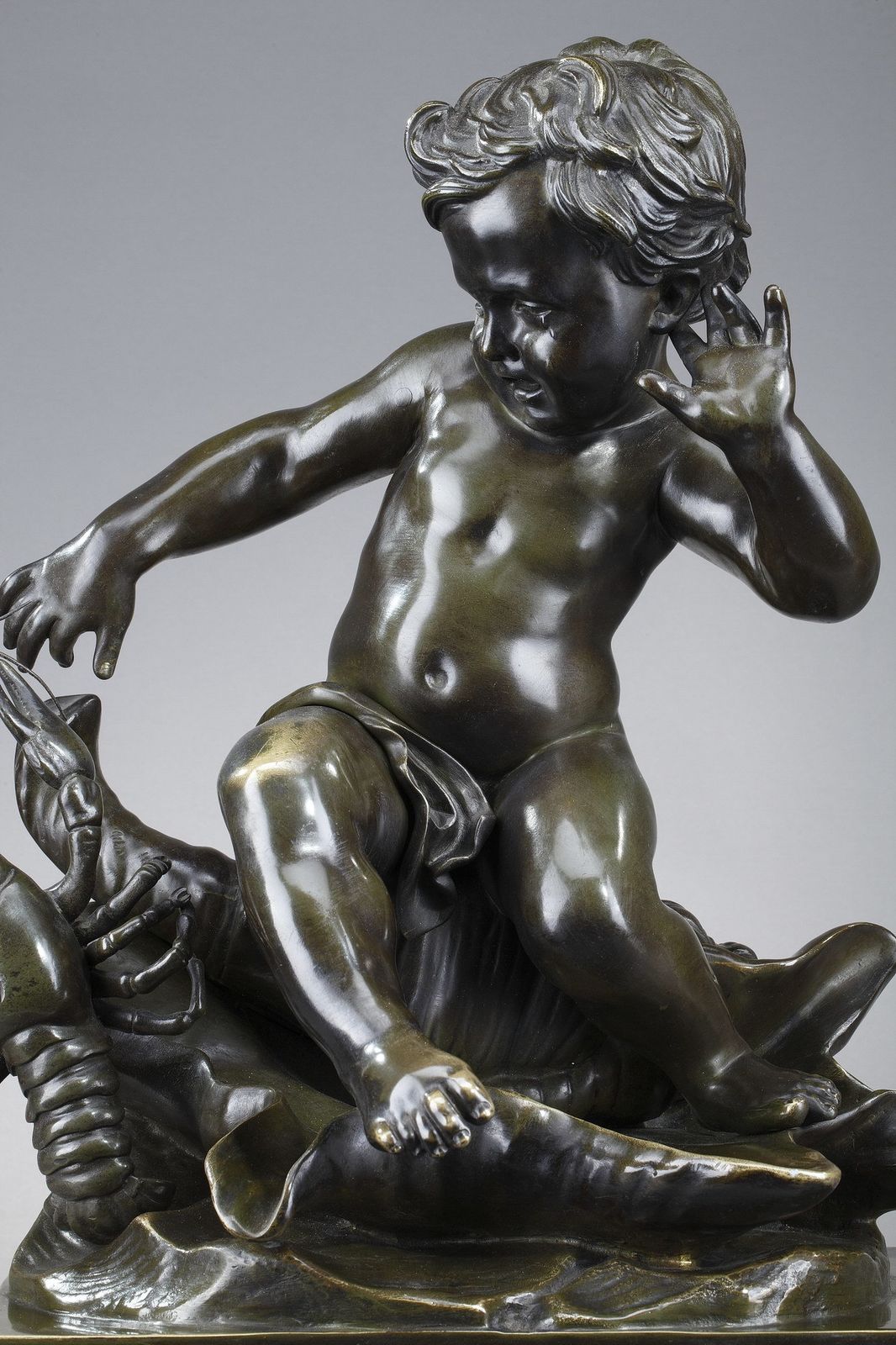 photo furniture Sculpture en bronze « Child Pinched By A Crayfish », d'après Jean Baptiste Pigalle, XIXe siècle