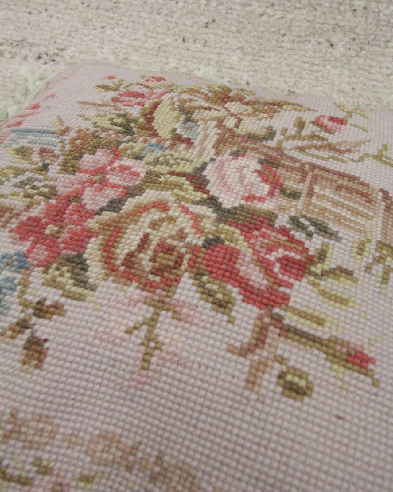 Elegant Pillow Case Floral Hand Embroidered Cushion Cover 35x35cm photo for sale
