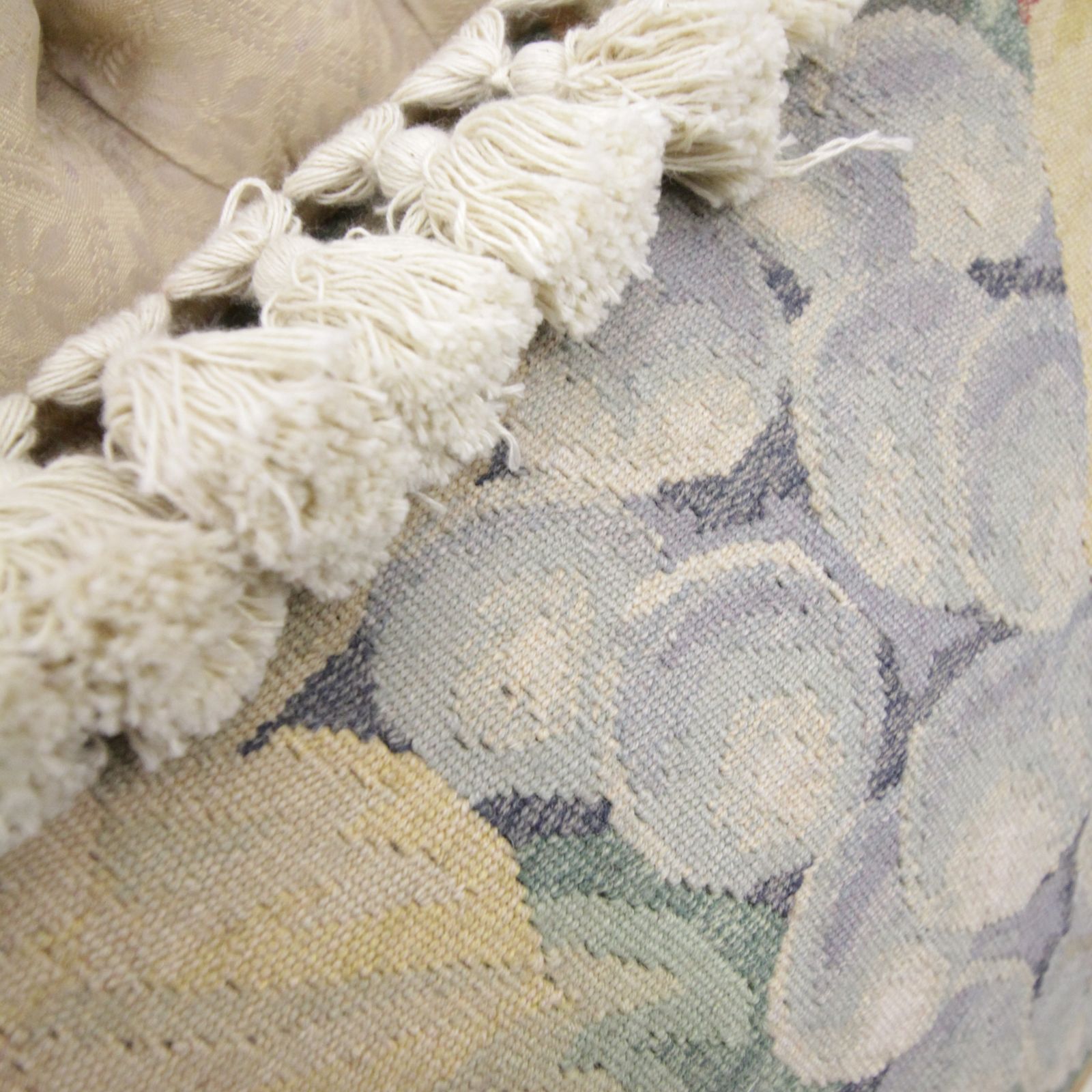 Cream Fruit French Aubusson Cushion Cover, Handwoven Needlepoint Wool Cushion photo 240.0