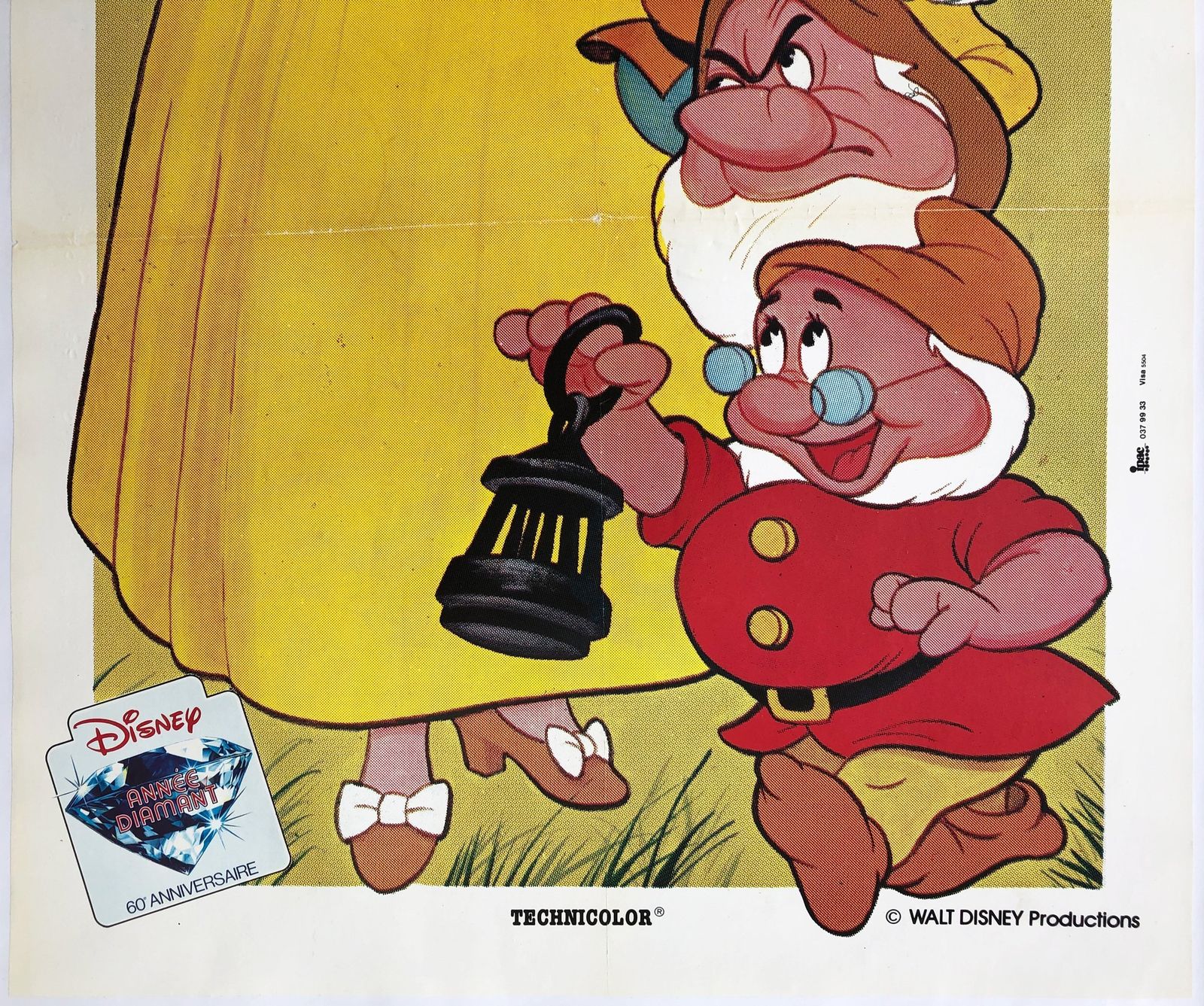 Snow White And The Seven Dwarfs R1983 French Door Panel Film Poster photo 540.0