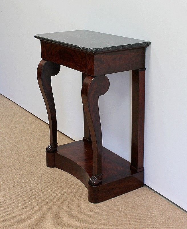Small Console In Burl Mahogany Veneer From Cuba, Restoration Period Early 19th Century photo for sale