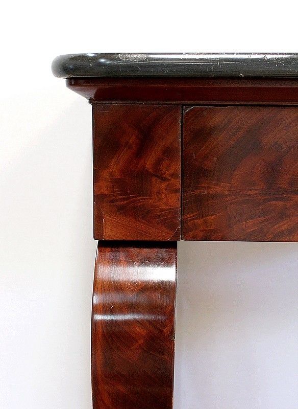 photo for sale Small Console In Burl Mahogany Veneer From Cuba, Restoration Period Early 19th Century