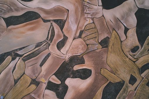 ' Aerial View Of Abstract Field Patterns, Aragon, Spain ' Oversized C Type