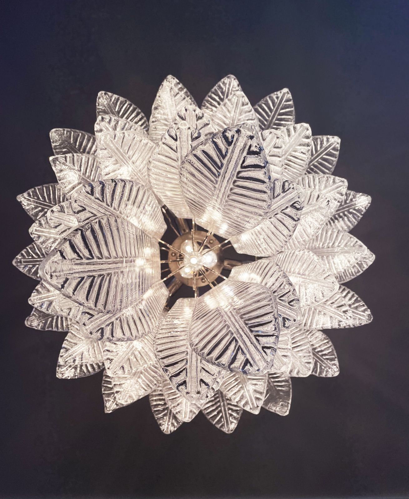 Enorme Lampadario In Vetro Italiano Murano Felci 52 Bicchieri photo Lighting
