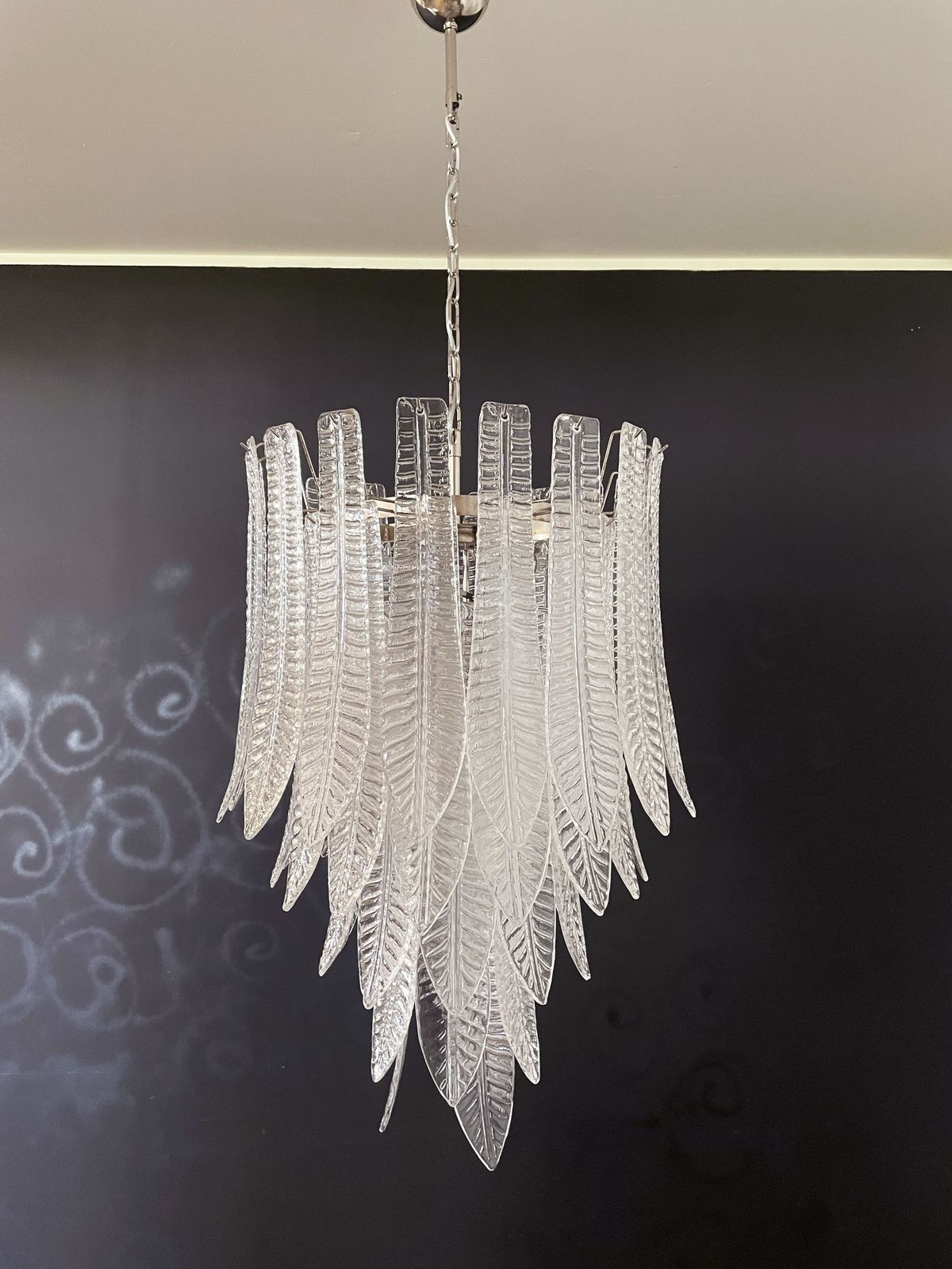 Enorme Lampadario In Vetro Italiano Murano Felci 52 Bicchieri photo buy