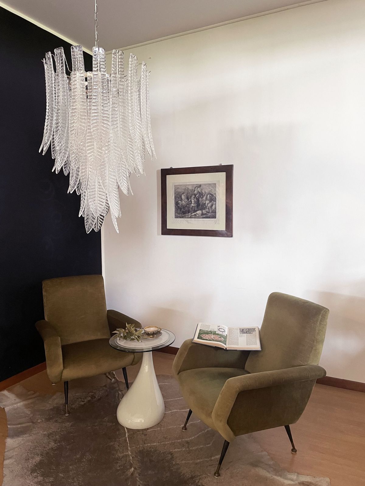 Lighting Enorme Lampadario In Vetro Italiano Murano Felci 52 Bicchieri photo