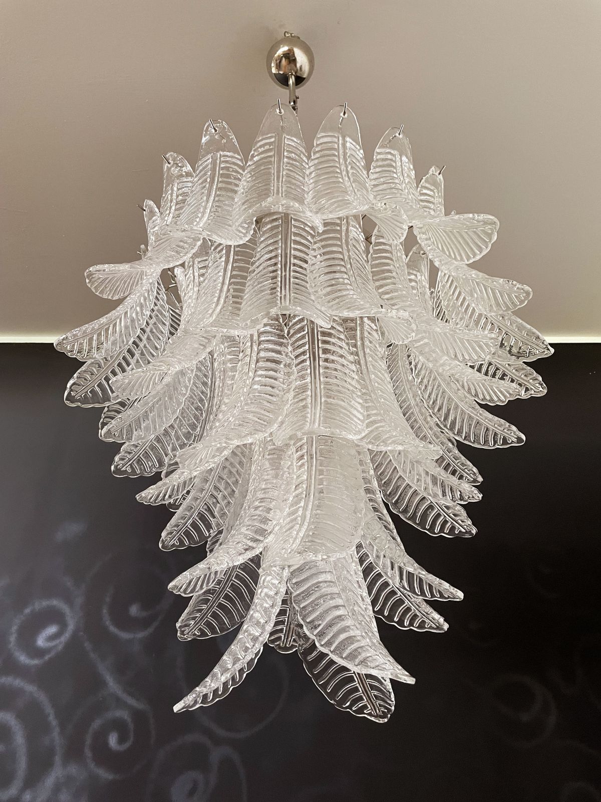 Huge Italian Murano Six Tier Felci Glass Chandelier 52 Glasses photo for sale
