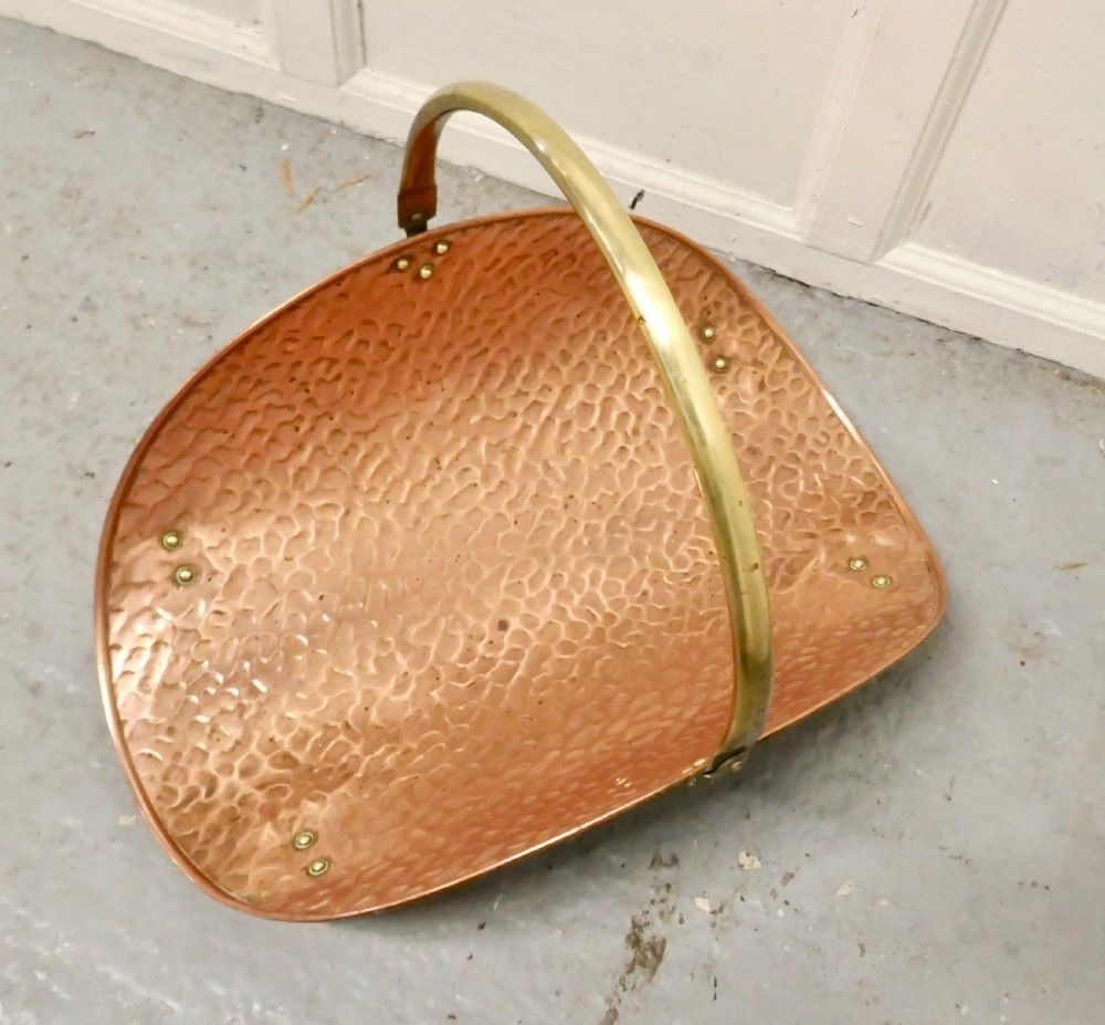 Art And Crafts Beaten Copper Log Carrier photo 354.0