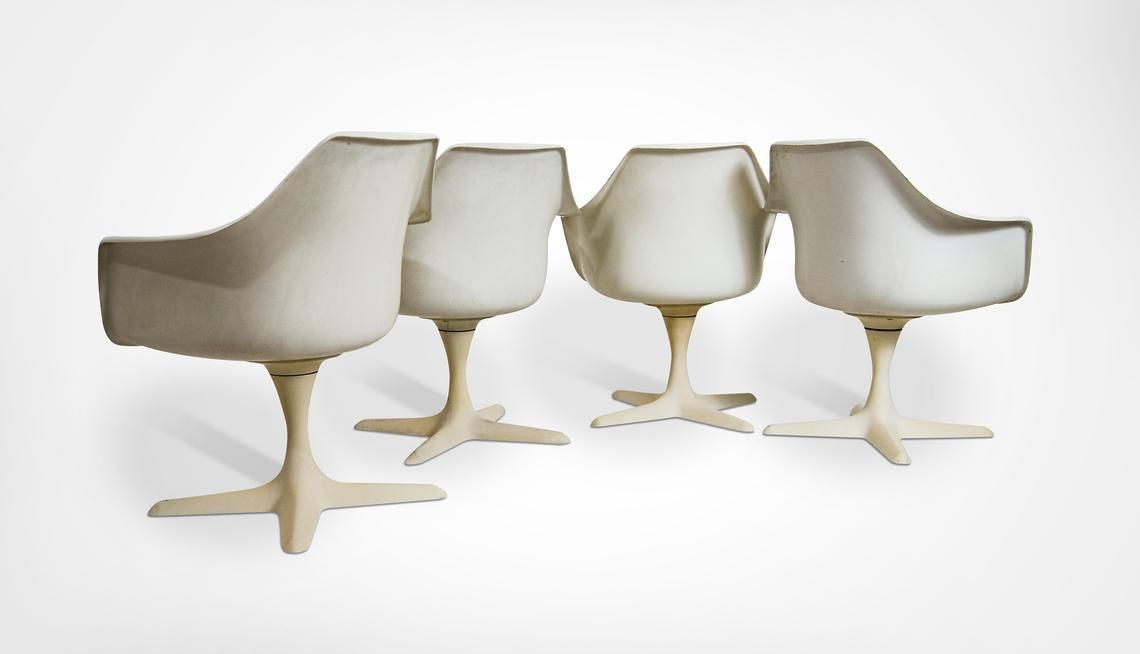 Maurice Burke For Arkana Set Of 4 Fibreglass Swivel Armchairs photo furniture
