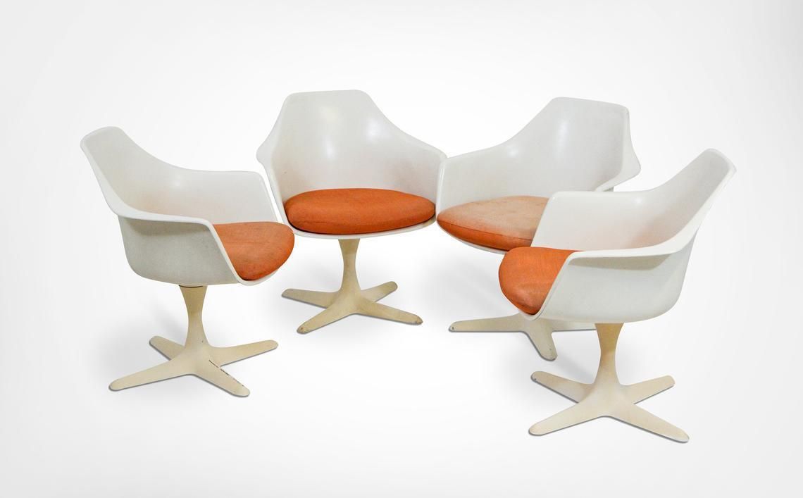 Maurice Burke For Arkana Set Of 4 Fibreglass Swivel Armchairs photo Furniture