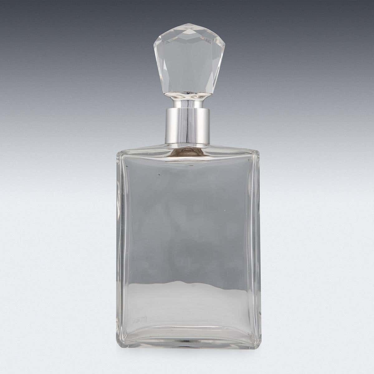 20th Century English Solid Silver & Glass Spirit Decanter With Lock & Key C.1934 photo furniture