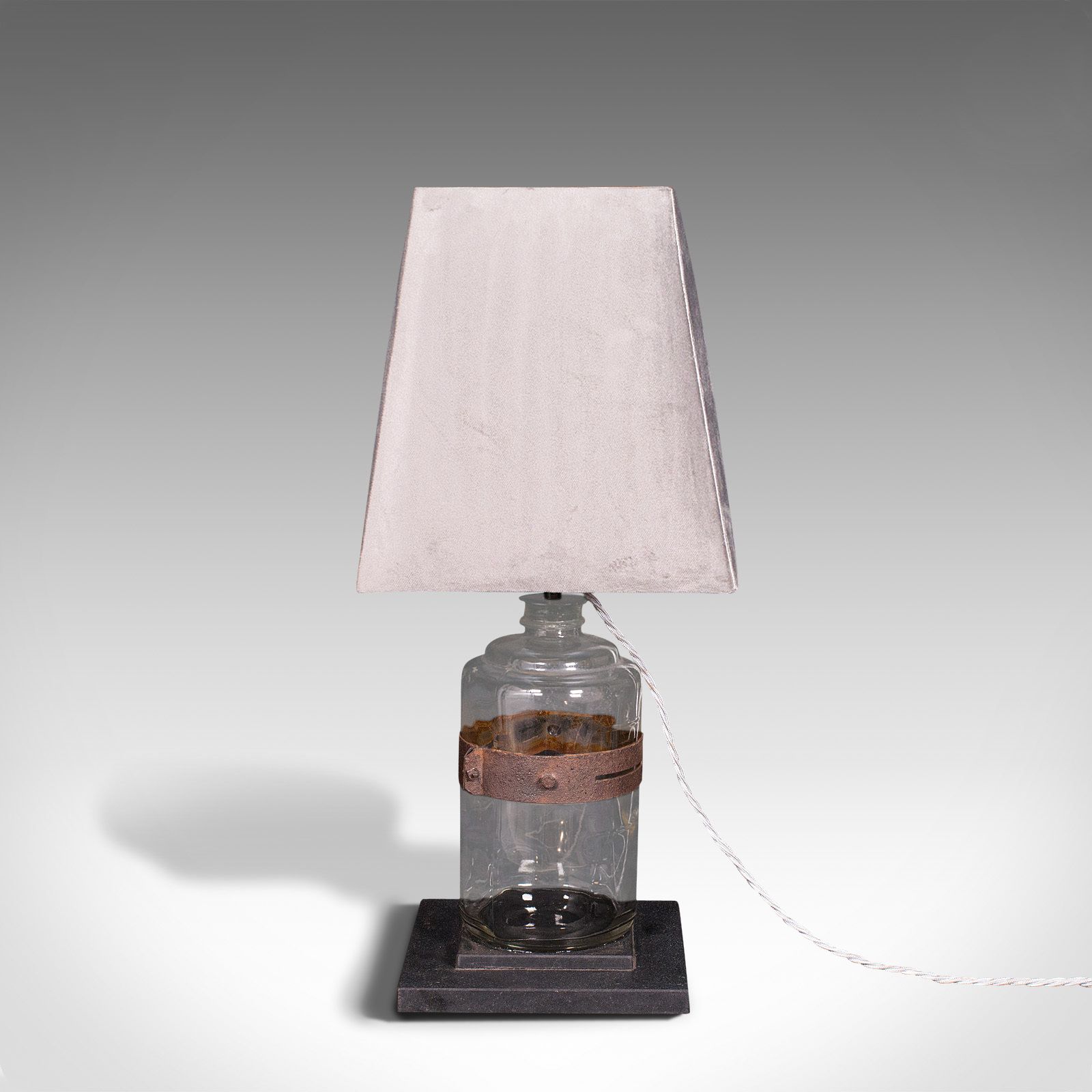 Pair Of, Antique Jar Lamps, English, Glass, Slate, Side Light, C.1900 photo for sale