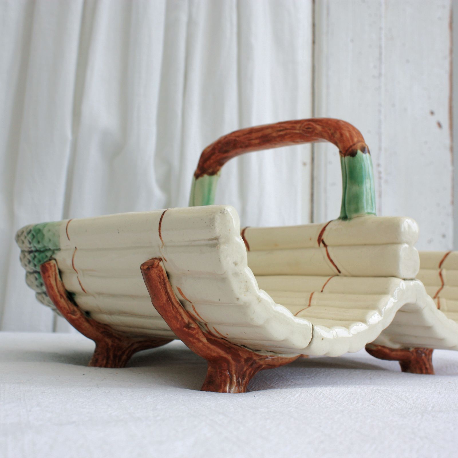 French Antique Majolica Asparagus Server photo buy