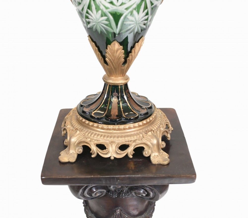 Pair French Vases Empire Cut Glass Amphora Urns photo 1450.0
