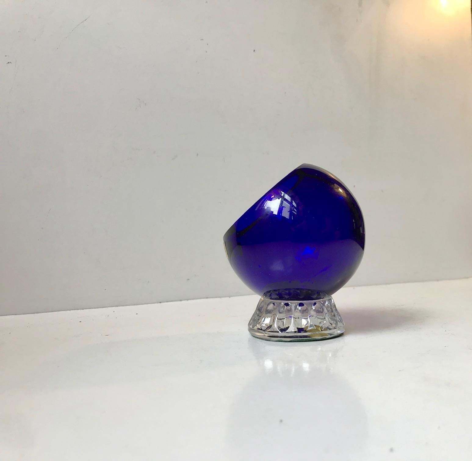 Blue Crystal Ashtray From Barthmann, Germany 1970s photo for sale