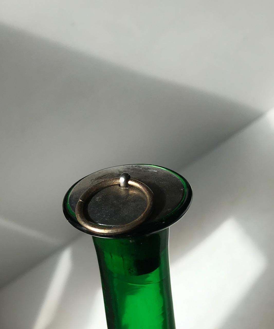 Green Jugendstil Decanter In Glass And Pewter From Holmegaard, 1920s photo 378.0