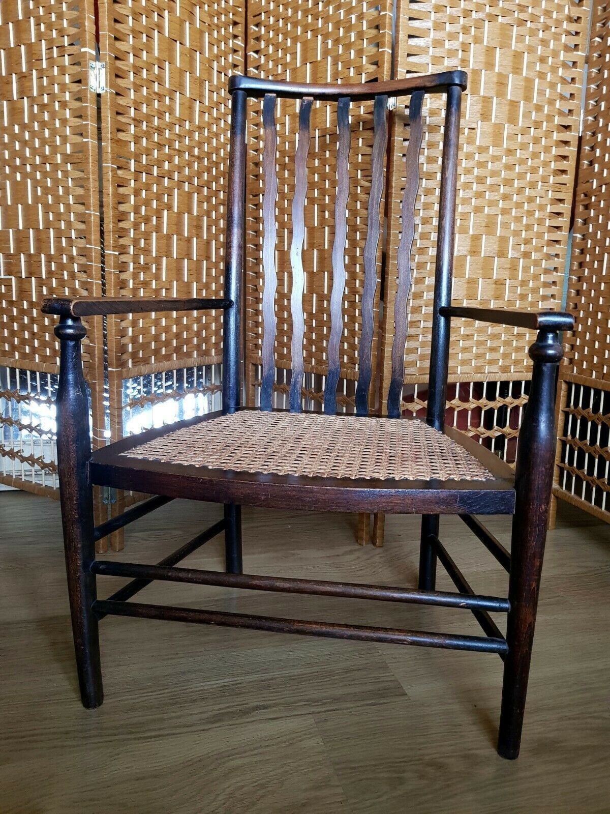 A Liberty Of London Morris Caned Wavy Stickback Early Antique 20th C Armchair photo vinterior