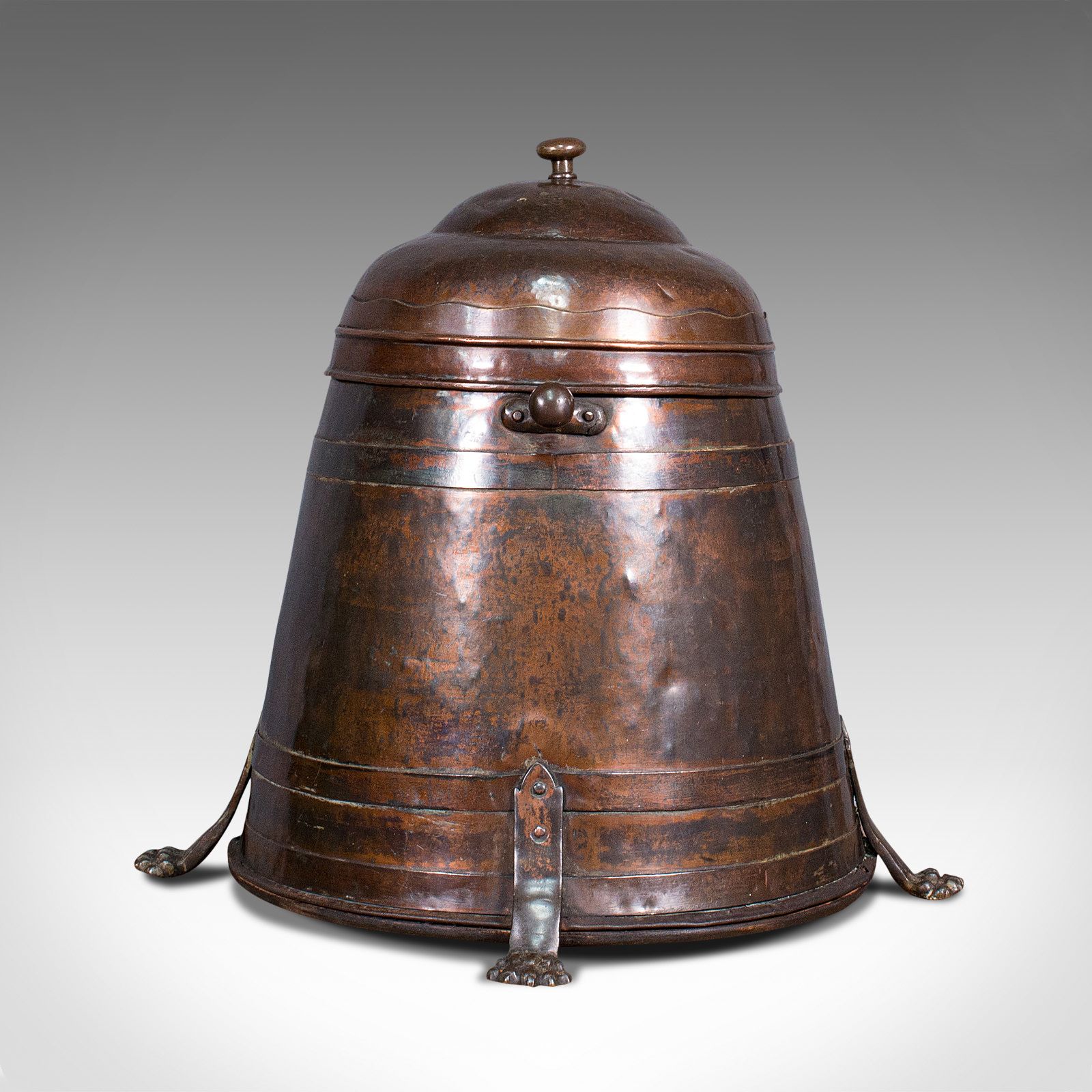 Antique Beehive Fireside Store, Copper, Fire Bucket, Coal Bin, C.1850 photo furniture