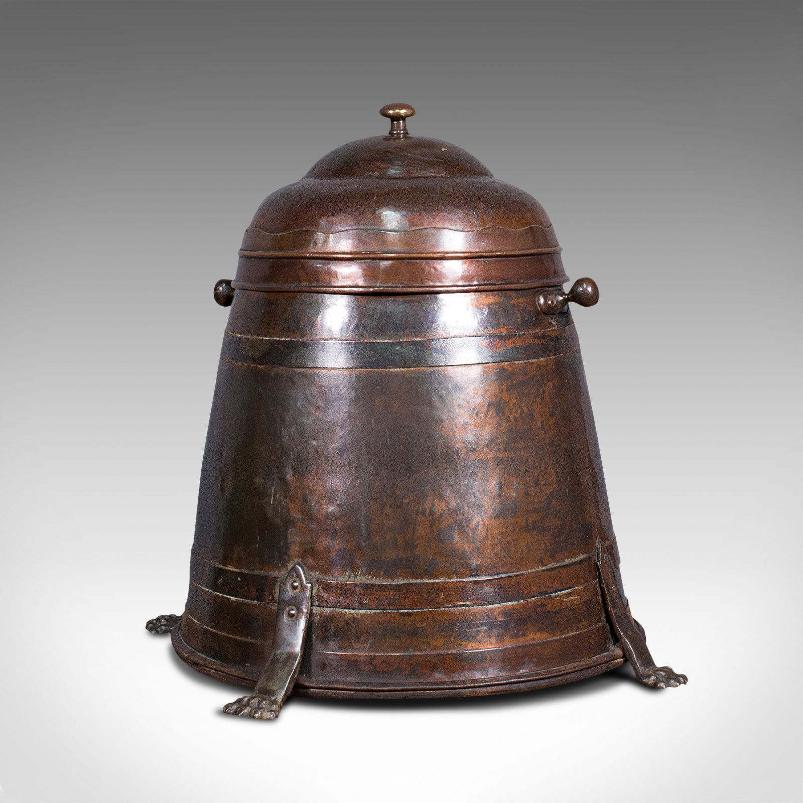 Antique Beehive Fireside Store, Copper, Fire Bucket, Coal Bin, C.1850 photo vintage
