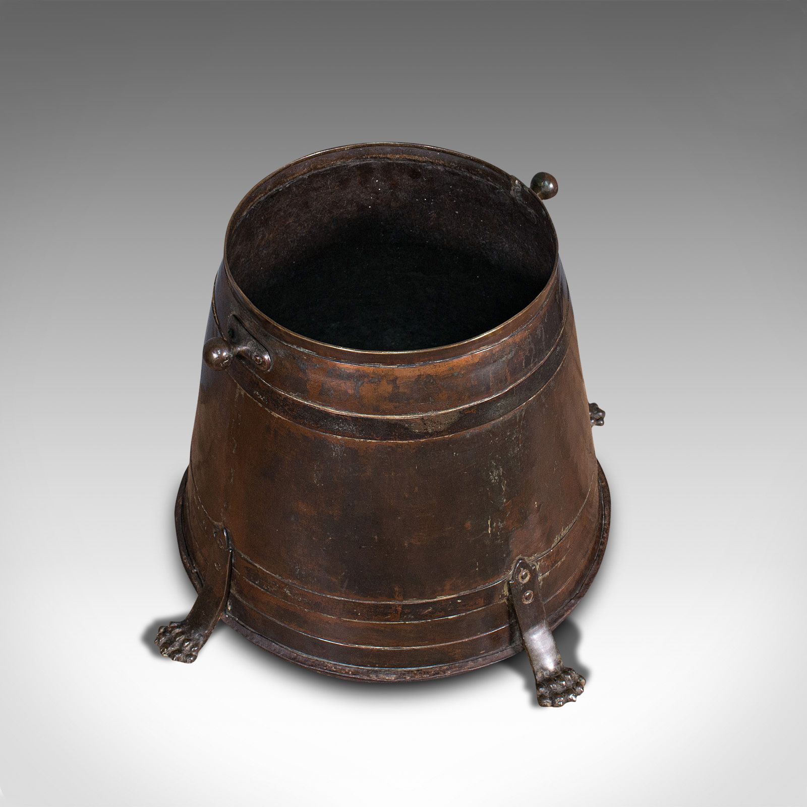 985.0 Antique Beehive Fireside Store, Copper, Fire Bucket, Coal Bin, C.1850 photo