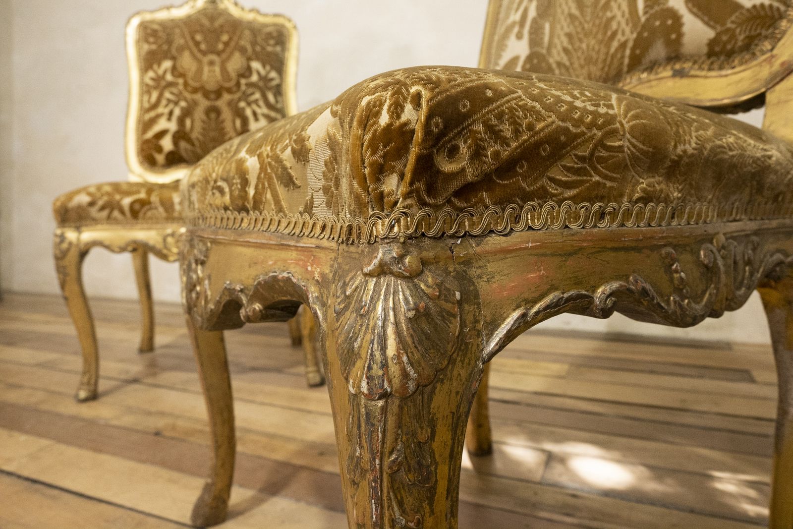 Pair Of French Louis XV Giltwood Side Chairs photo furniture