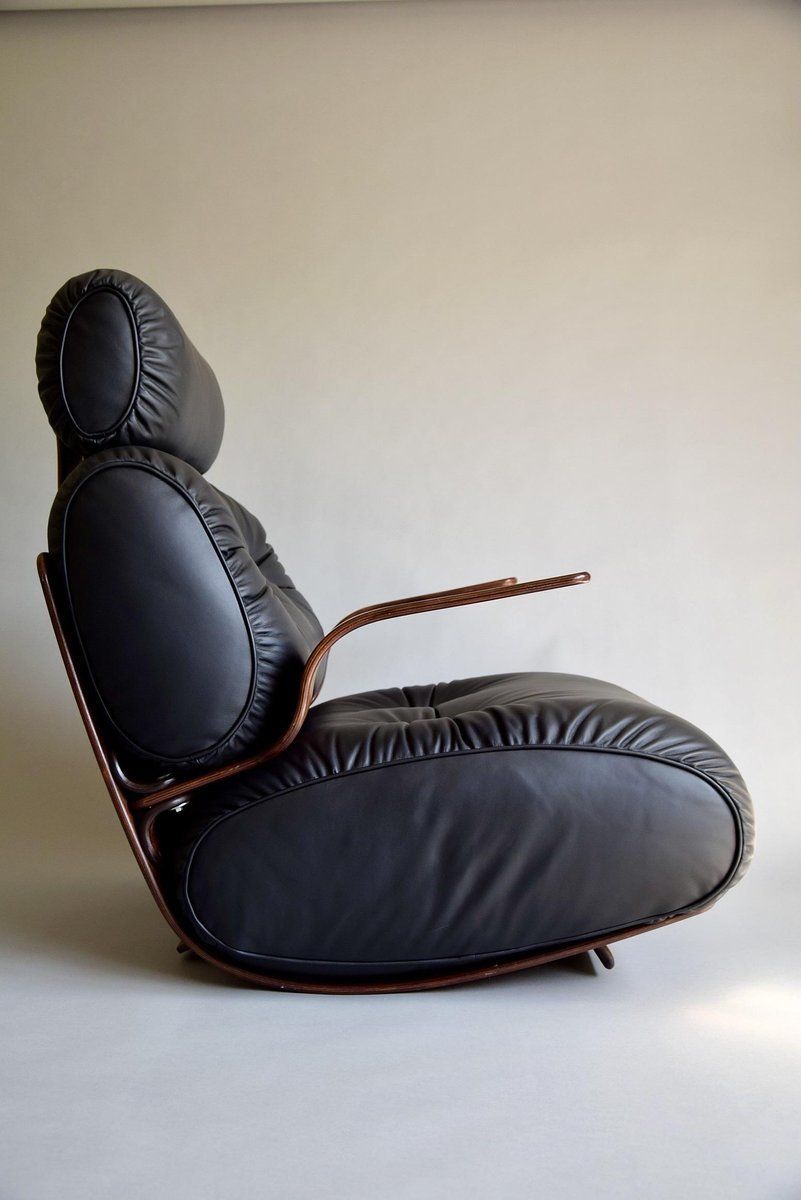 French Rocking Chair In Plywood And Leather 1970s photo buy