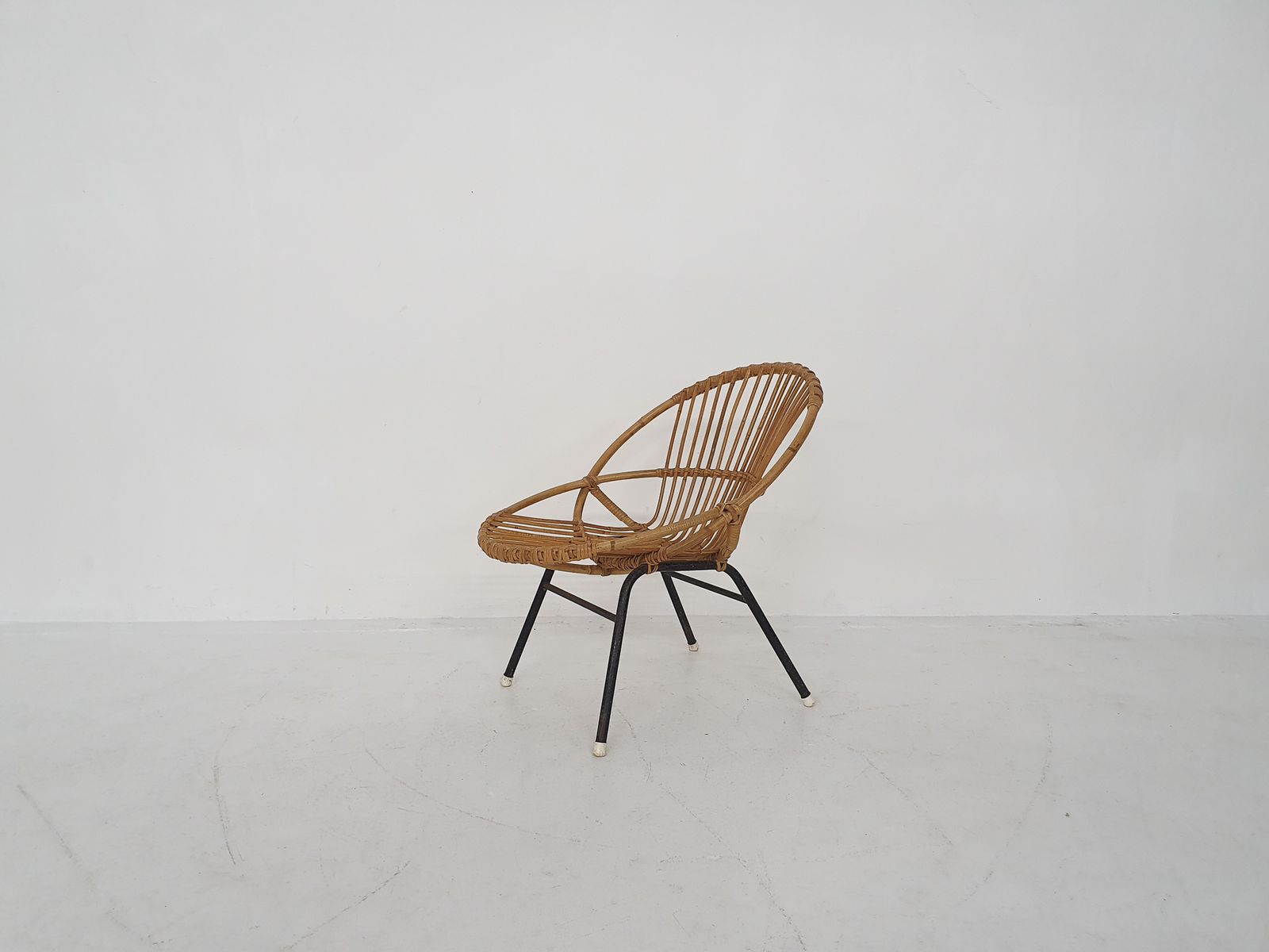 Rohe Noordwolde Rattan And Metal Lounge Chair, The Netherlands 1950s photo furniture