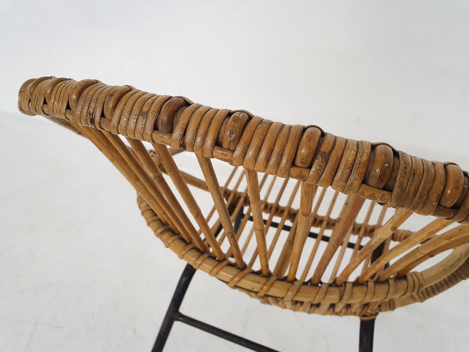 Rohe Noordwolde Rotan En Metalen Loungestoel, Nederland, Ca. Jaren 1950 photo for sale