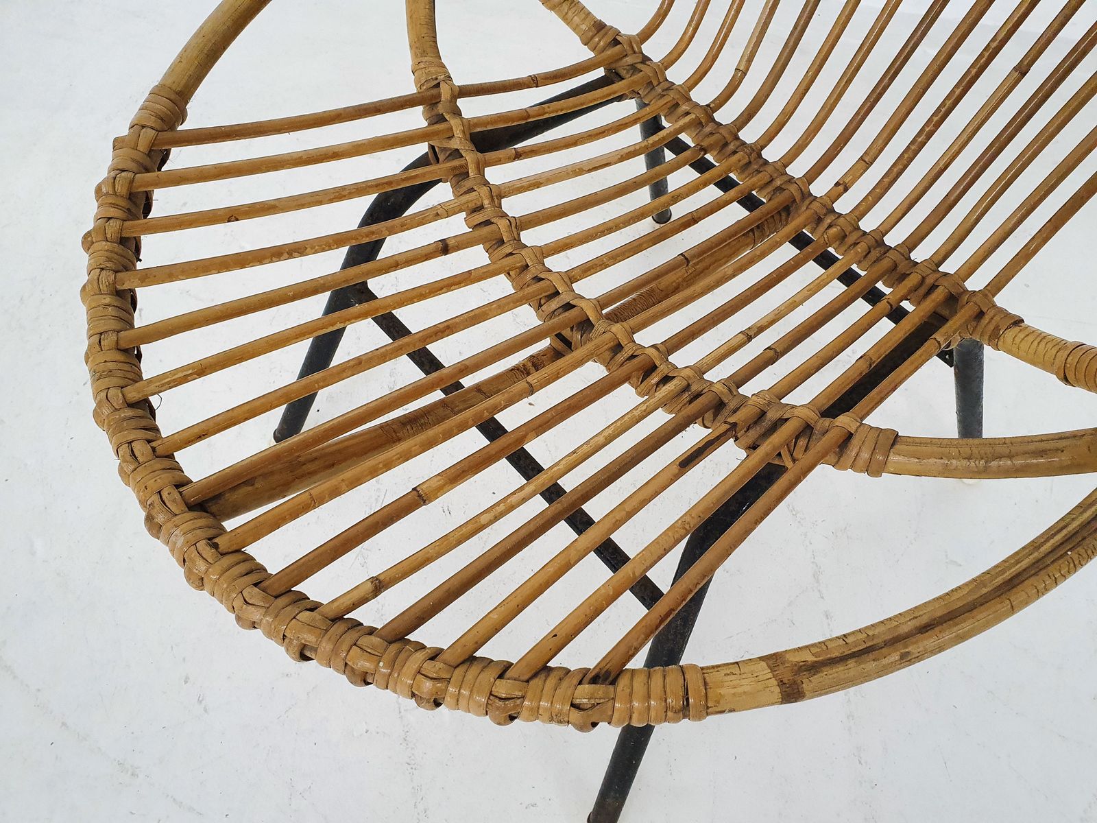 Rohe Noordwolde Rattan And Metal Lounge Chair, The Netherlands 1950s photo Furniture